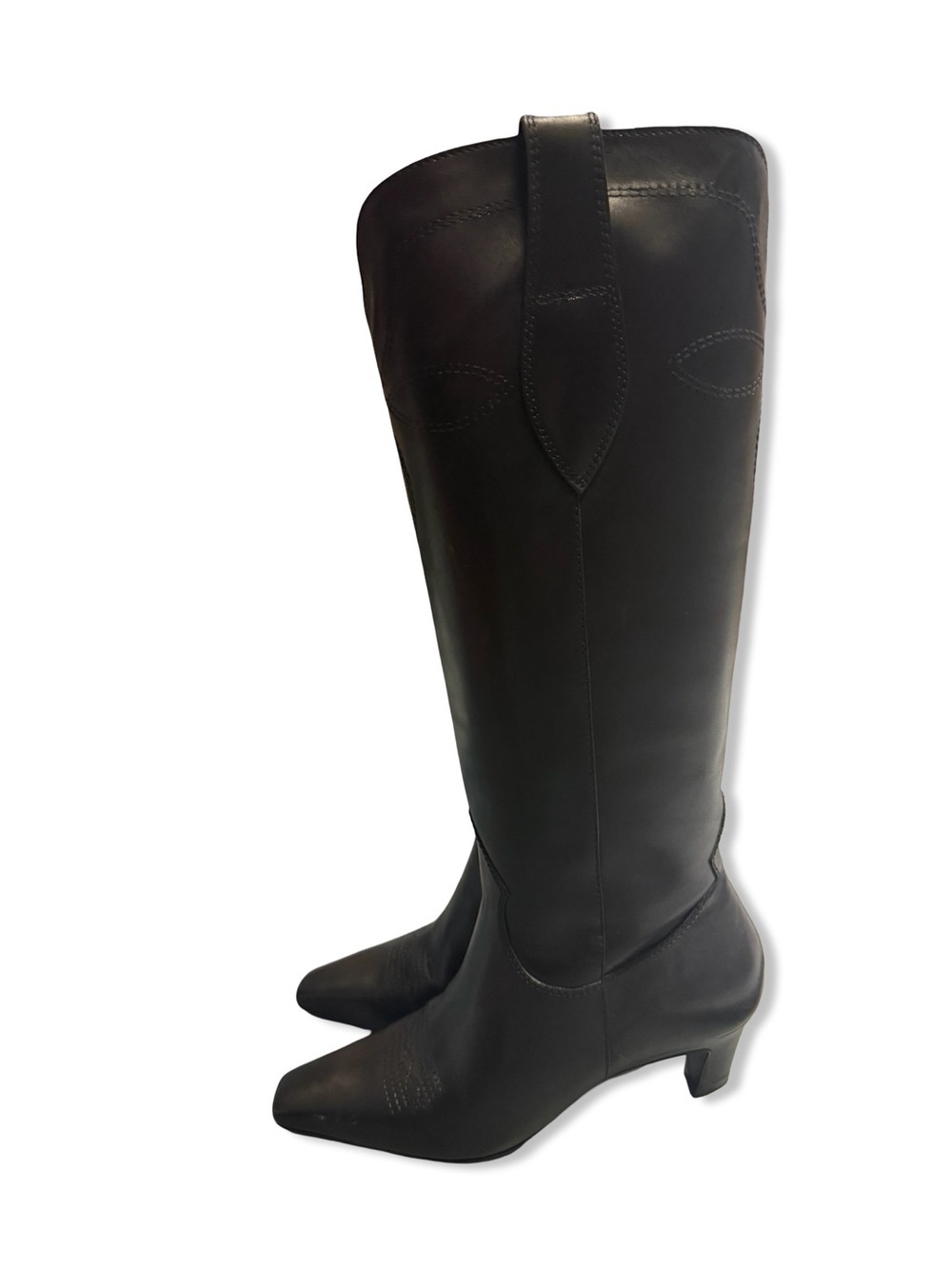RAYE Luna Boots Black Leather Knee-High Western-Inspired shoes Revolve 6.5 - Picture 9 of 12